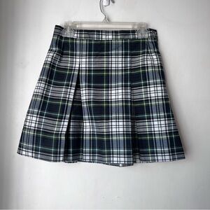 Vintage Navy White Green White Yellow Plaid Schoolgirl Pleated Skirt S